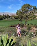 Retro Palace Pink Daisy Print Silk Party Dress Puff Sleeve Female Elegant Maxi Dresses Beach Women Square Collar Holiday Robe