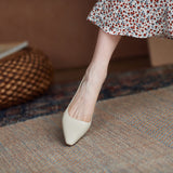 goosudu Vintage Bride Heels Shoes Woman Heels Spring Genuine Leather High Heels Pumps for Women Party Basic Women Shoes Shoes Women