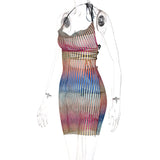 goosudu Sleeveless Backless See Through Bandage Satin Slip Mini Dress Summer Women Fashion Sexy Party Club Robe Kpytomoa