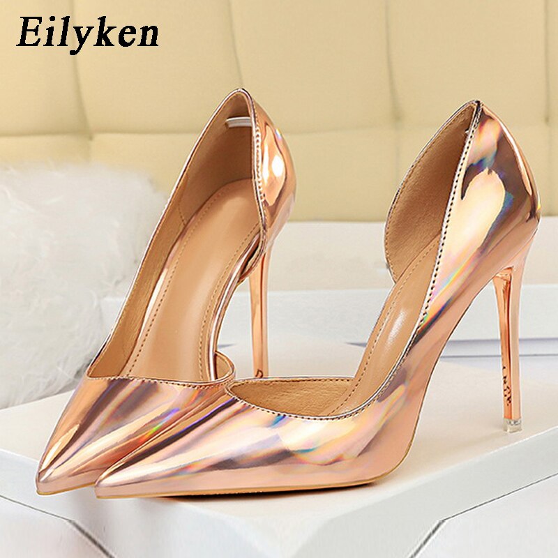 goosudu New Fashion Patent Leather Office Pumps High Heels Shoes Women Sexy Pointed toe Shallow Party Wedding Shoes