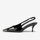 goosudu Star style Patent Leather Women Pumps Fashion Metal square toe High Heels Office Lady Shoes Spring Summer Slingback Female shoes