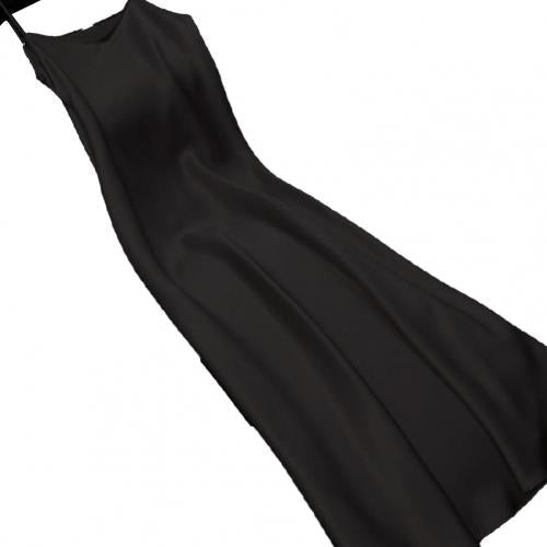Sexy Women Sling Dress V Neck Backless Spaghetti Straps Large Hem Solid Color Ladies Satin Banquet Maxi Dresses