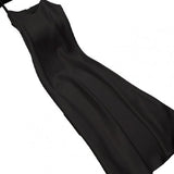 Sexy Women Sling Dress V Neck Backless Spaghetti Straps Large Hem Solid Color Ladies Satin Banquet Maxi Dresses