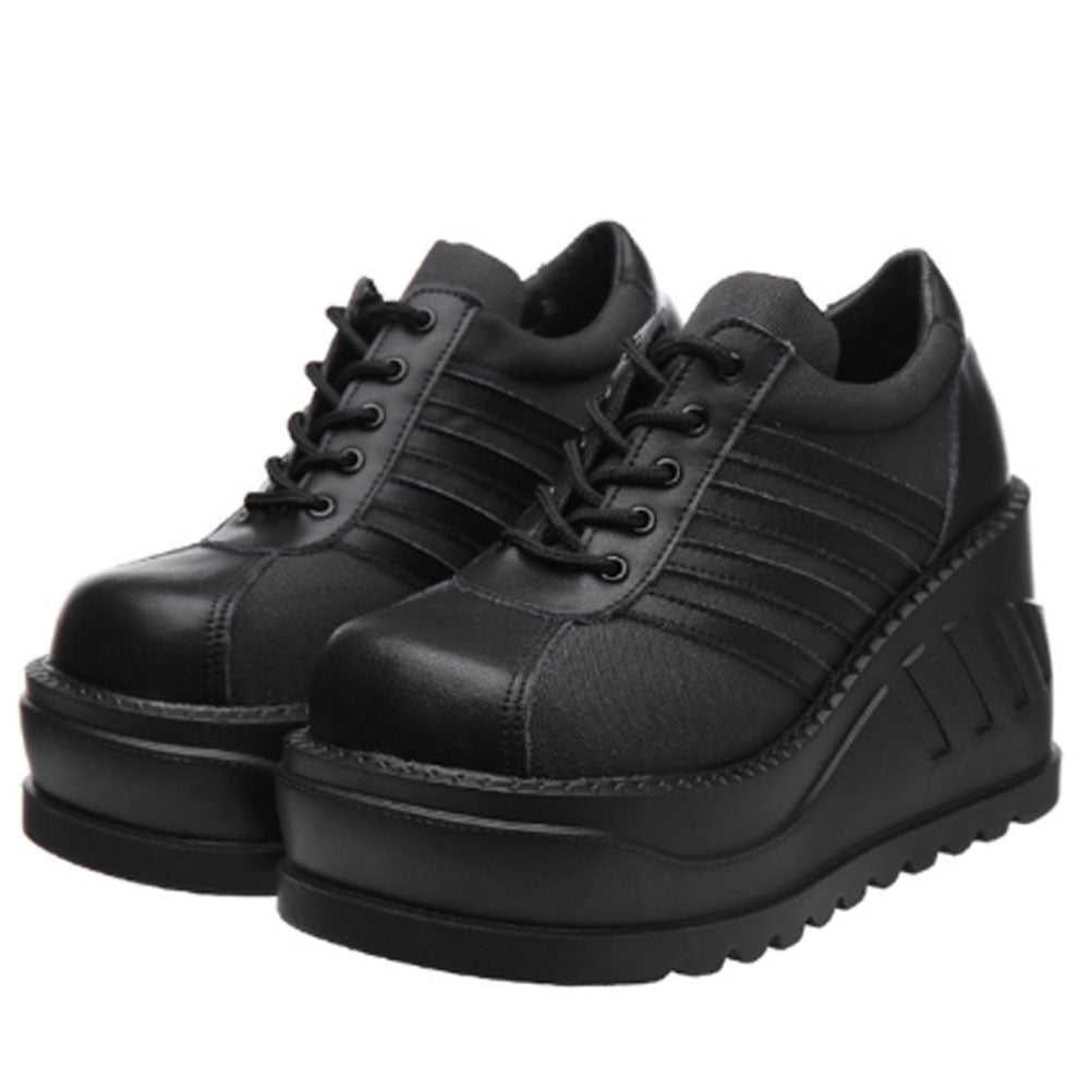 goosudu Luxury Brand Design Female Chunky High Heels Ankle Boots Fashion Zip Lace-up High Platform Boots Women Street Punk Shoes Woman