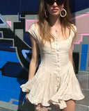 goosudu  vintage ladies dresses beach ruffle yellow casual mini sexy dress vestidos bohemian elegant Summer dress