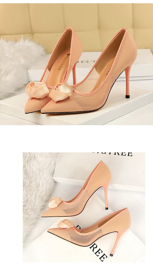 goosudu European and American sexy nightclubs with high heels and a network of hollow silk and rose flowers women shoes