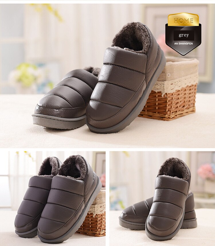 goosudu New arrival waterproof women PU leather snow boots warm short plush ankle boot female winter shoes woman large big size 41 45