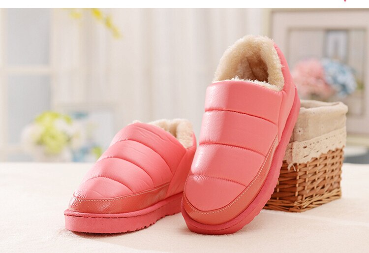 goosudu New arrival waterproof women PU leather snow boots warm short plush ankle boot female winter shoes woman large big size 41 45