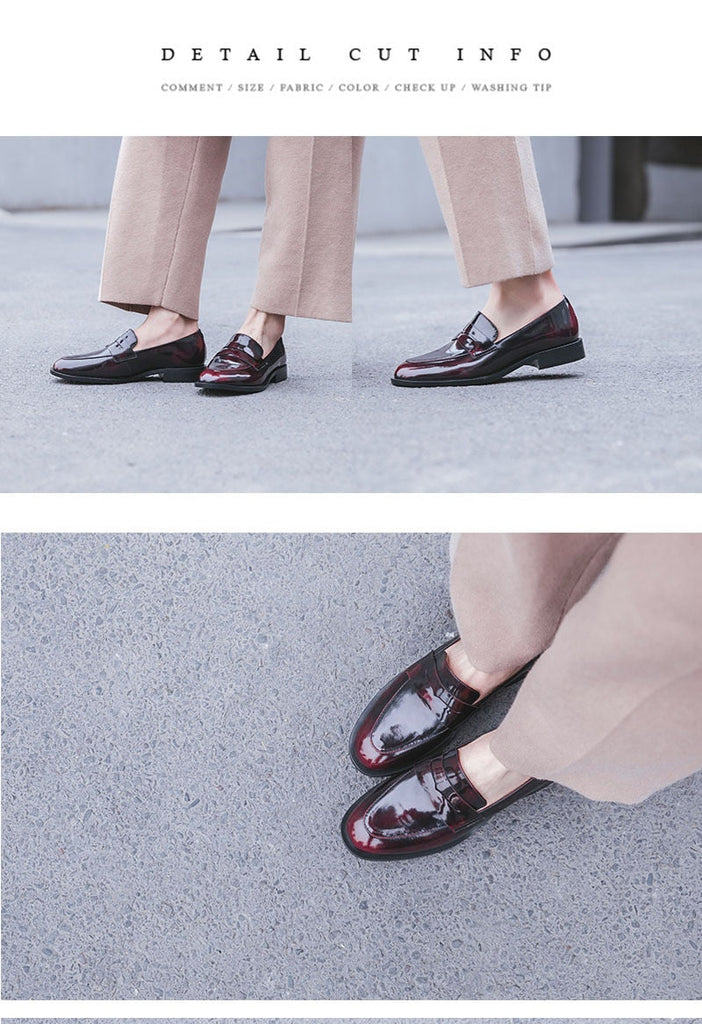 goosudu ladies Leather shoes British style plus size 22-26.5cm women pumps loafers lazy shoes womens platform heels black shoes