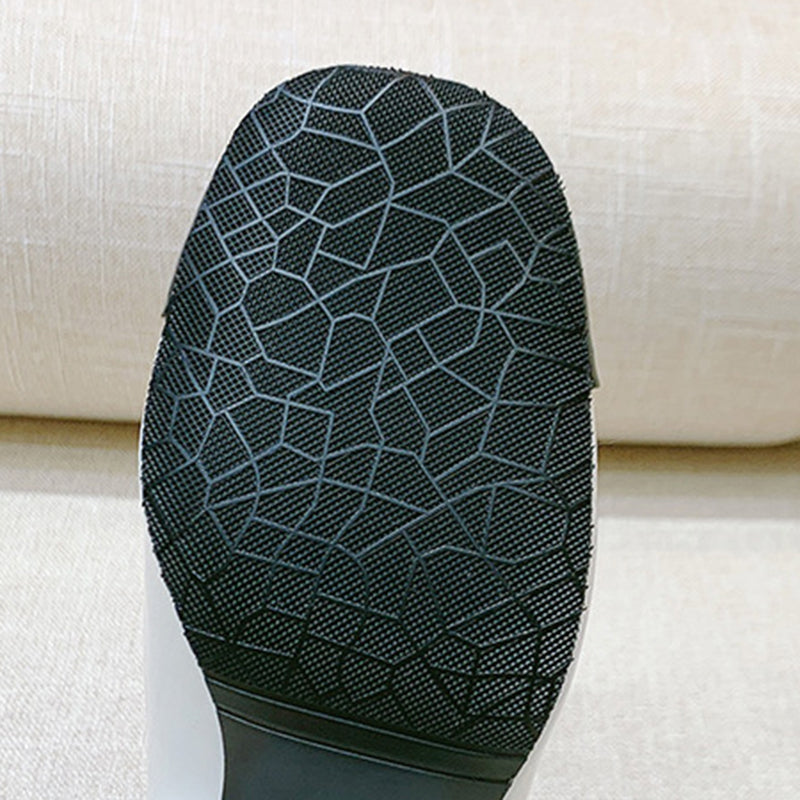 goosudu Luxury Designer Women Thick High Heels Shose Chain Square Toe Pumps Spring Square Toe Shoes Wedding Shoes Mary Jane Sandals