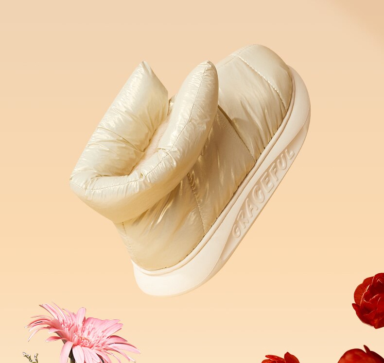 goosudu Cute Plush Cotton Shoes Female Winter Boots Outdoor Non-slip Light Down Leisure Women's Snow Boot Platform Keep Warm Footwear