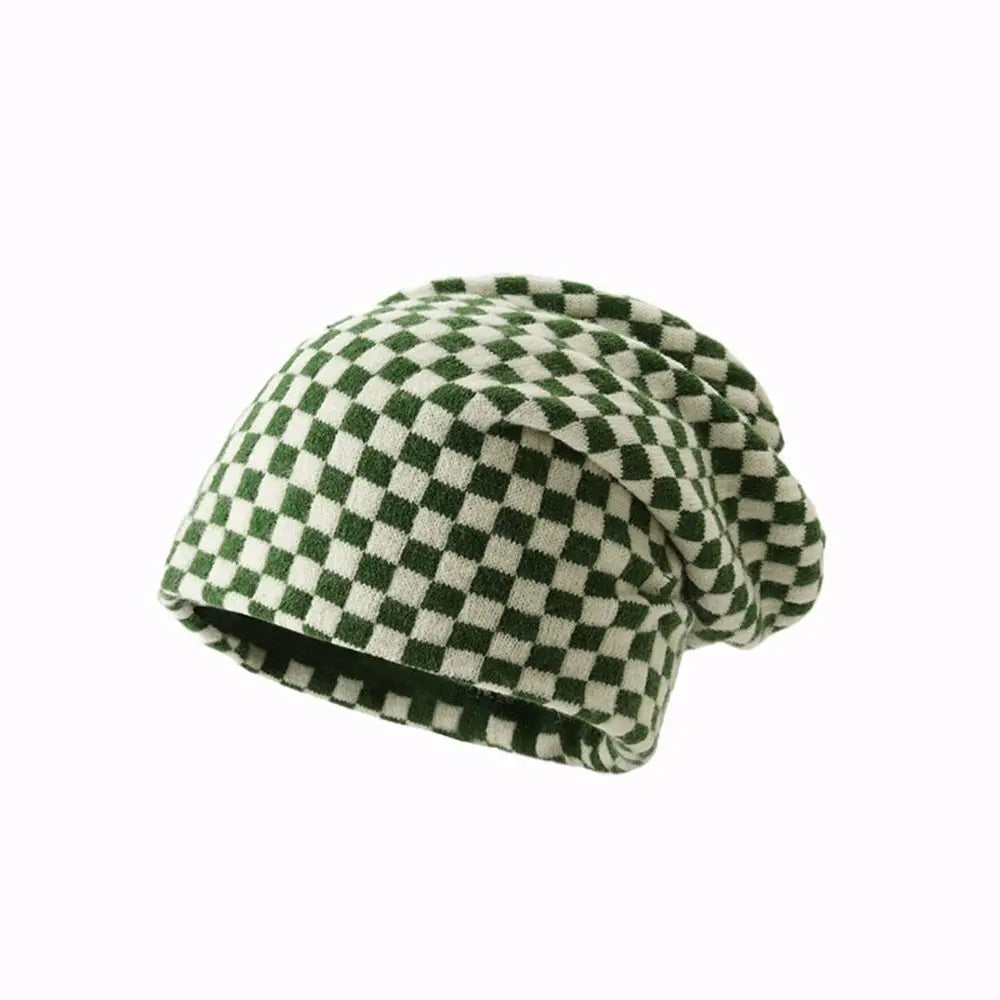 Women Men knitted Hat Hiphop Checkerboard Autumn Winter Korean Fashion Wool Cap Lovers Hat Warm Beanies Lattice Caps For Couple