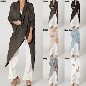 goosudu  Women Tops Vintage Solid Blouses Summer Fashion Long Shirts Casual Cowl Neck Long Sleeve Asymmetrical Party Blusas