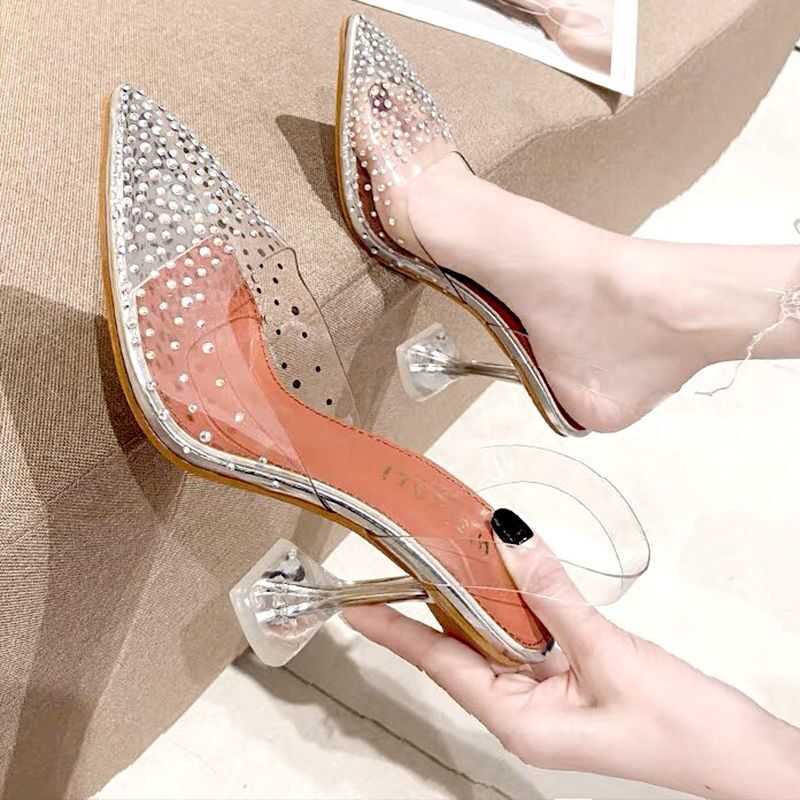 goosudu Luxury Women Pumps Transparent High Heels Sexy Pointed Toe Slip-on Wedding Party Brand Fashion Shoes For Lady Size 34-43