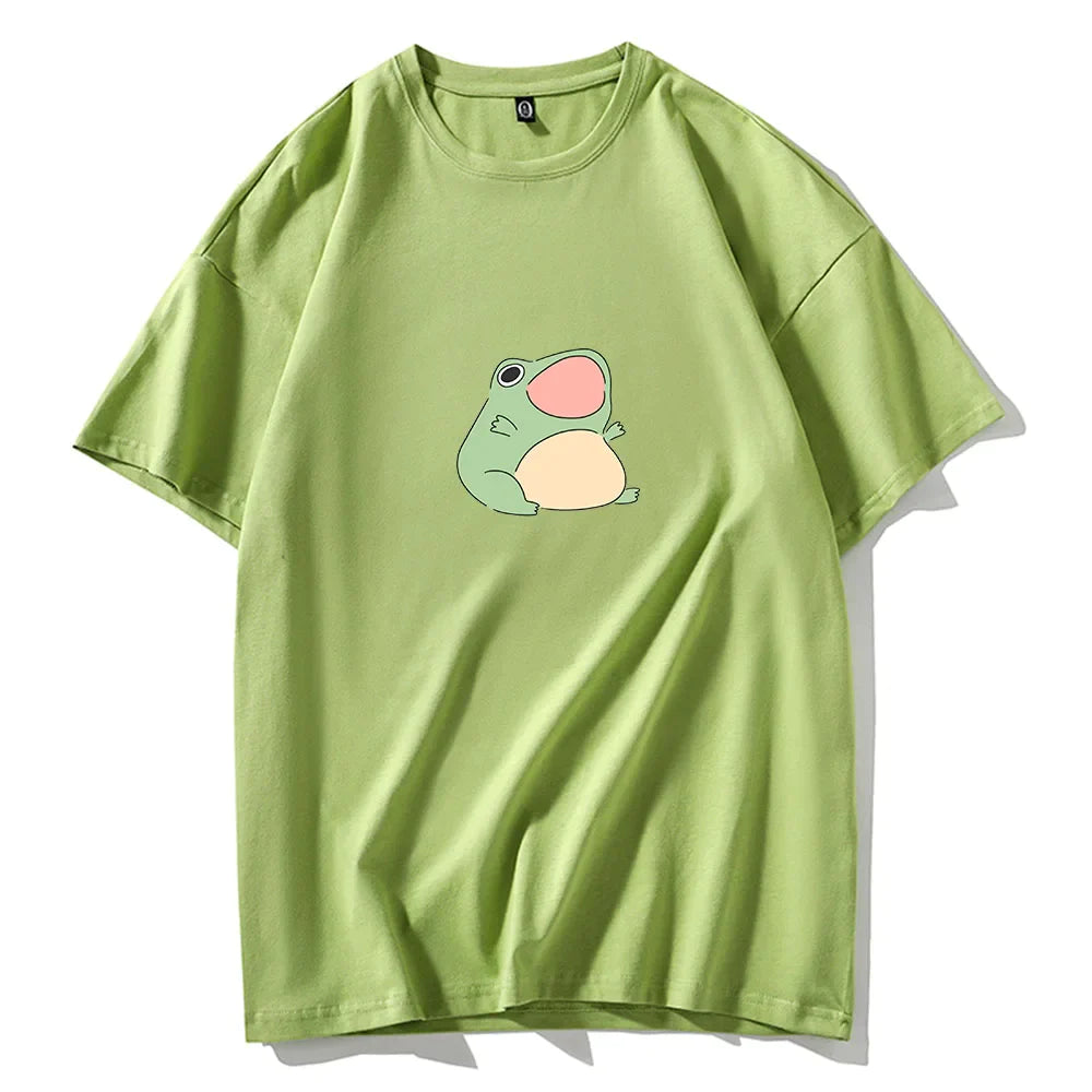 Skateboard Frog Dinosaur Cute Graphic Tee Women Tshirt Green Aesthetic Oversized T Shirt Harajuku Casual Summer Tops