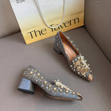 goosudu Pumps Women Shoes High Heels Loafers Slip on Luxury Mules Elegant Designer Shoes Slip on Pointed Toe Fashion Ladies Oxford Style