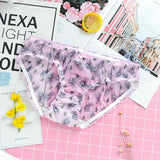 Japanese Cute Lolita Sexy Lace Panties For Women Mesh Transparent Underwear Thin Thong Brief Strawberry Lingerie For Teen Girl
