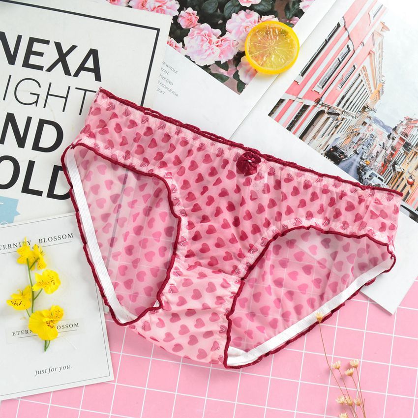 Japanese Cute Lolita Sexy Lace Panties For Women Mesh Transparent Underwear Thin Thong Brief Strawberry Lingerie For Teen Girl