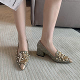 goosudu Pumps Women Shoes High Heels Loafers Slip on Luxury Mules Elegant Designer Shoes Slip on Pointed Toe Fashion Ladies Oxford Style