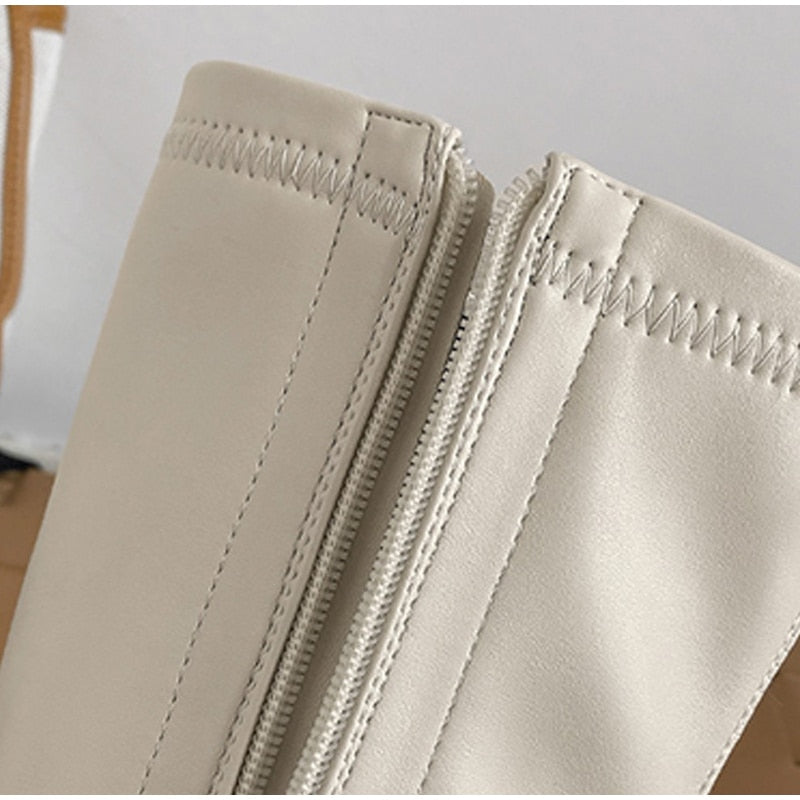 goosudu Fashion Female Super High Heels Long Boots PU Leather Zipper Shoes New Autumn Women Pumps Ladies Knee High Motorcycle Boots