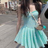 Lolita Dress Flower One-Piece Korean Sleeveless Vintage Elegant Dresses Women Casual Design Boho Summer Beach Mini Kawaii Dress