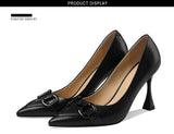 goosudu  Pumps Women Genuine Leather Pointed Toe Emerald Green Stiletto High Heels Spring Bride Shoes Party Wedding Shoes