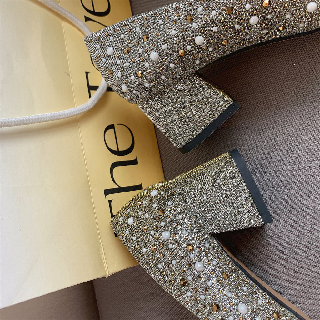 goosudu Pumps Women Shoes High Heels Loafers Slip on Luxury Mules Elegant Designer Shoes Slip on Pointed Toe Fashion Ladies Oxford Style