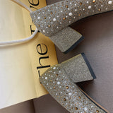 goosudu Pumps Women Shoes High Heels Loafers Slip on Luxury Mules Elegant Designer Shoes Slip on Pointed Toe Fashion Ladies Oxford Style