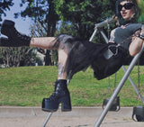 goosudu Luxury Brand Design Female Chunky High Heels Ankle Boots Fashion Zip Lace-up High Platform Boots Women Street Punk Shoes Woman