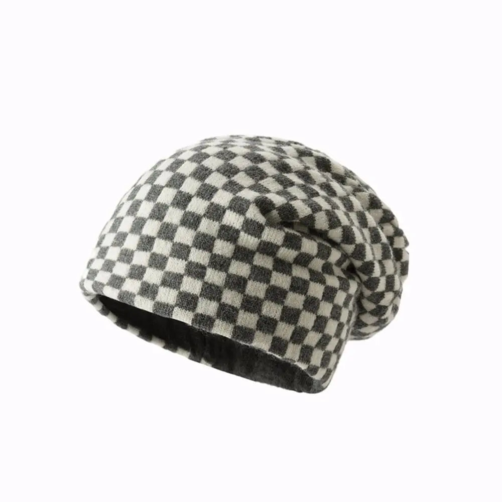Women Men knitted Hat Hiphop Checkerboard Autumn Winter Korean Fashion Wool Cap Lovers Hat Warm Beanies Lattice Caps For Couple