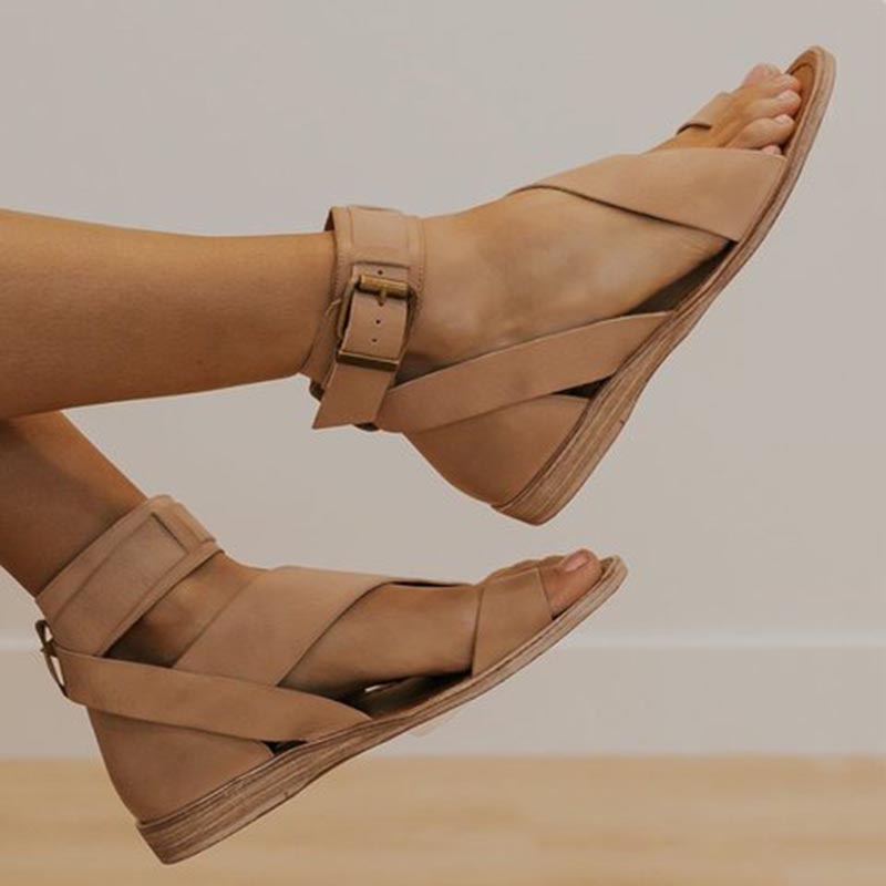 Summer Women's Shoes Fashion Casual Roman Style Flat Sandals Female Open-Toe Shoes Sandals Ladies Low Hills Beach Slippers