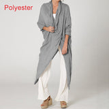 goosudu  Women Tops Vintage Solid Blouses Summer Fashion Long Shirts Casual Cowl Neck Long Sleeve Asymmetrical Party Blusas