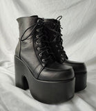 goosudu Luxury Brand Design Female Chunky High Heels Ankle Boots Fashion Zip Lace-up High Platform Boots Women Street Punk Shoes Woman