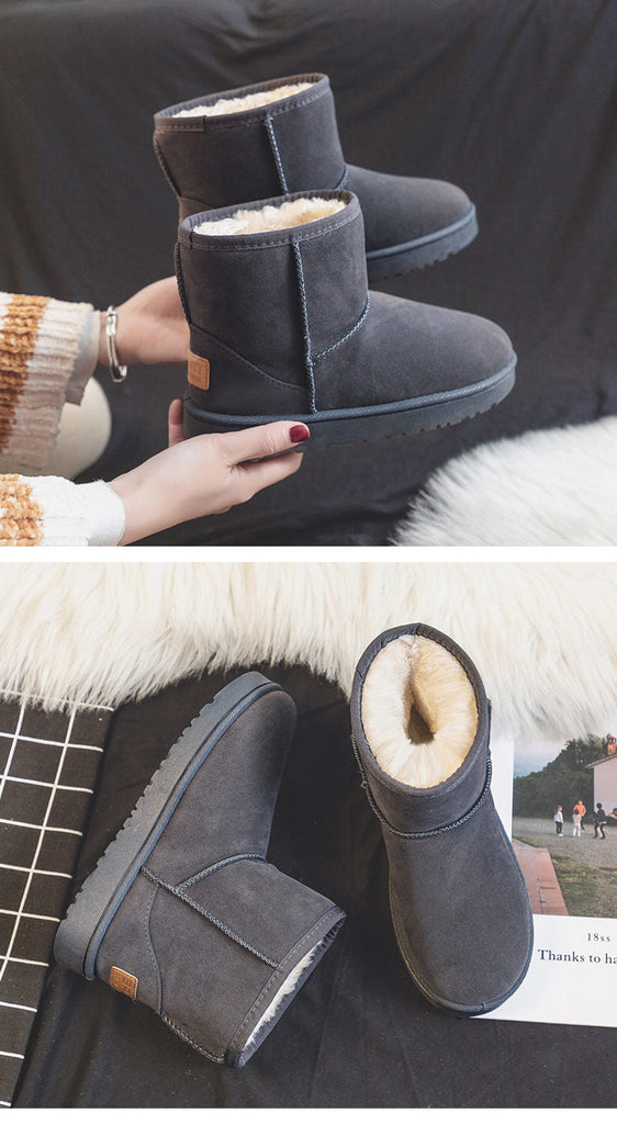goosudu  Brand Women's Shoes Australian Boots Winter Footwear Round Toe Flat Heel Boots-Women Fashion Snow Low Ladies Ankle Cotton