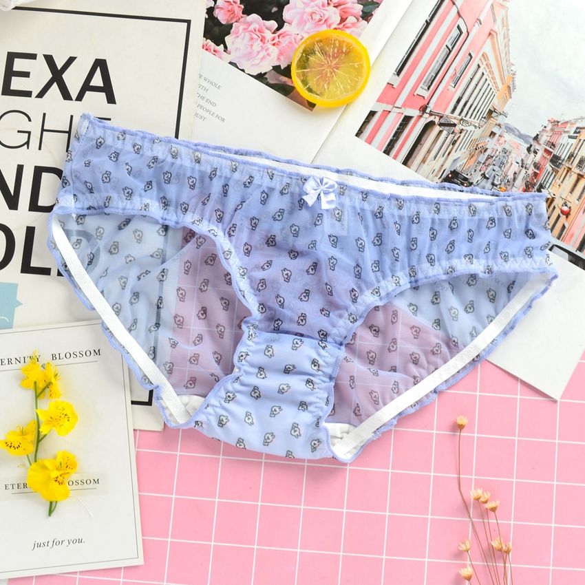 Japanese Cute Lolita Sexy Lace Panties For Women Mesh Transparent Underwear Thin Thong Brief Strawberry Lingerie For Teen Girl