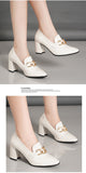 goosudu High heels spring and autumn thick heel heel heel square head small shoes female British buckle OL fashion shoes