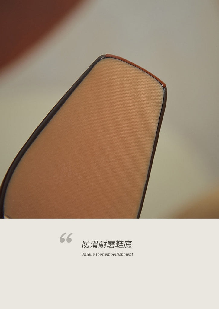 Women Pumps natural leather shoes plus size 22-26.5 cm length Cowhide upper Square head stitching fashion casual womans shoes