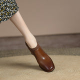 goosudu Spring/Autumn Women Party Prom Chunky Heel Pumps Genuine Leather Pumps Square Toe Loafers Woman High Heels Shoes for Women