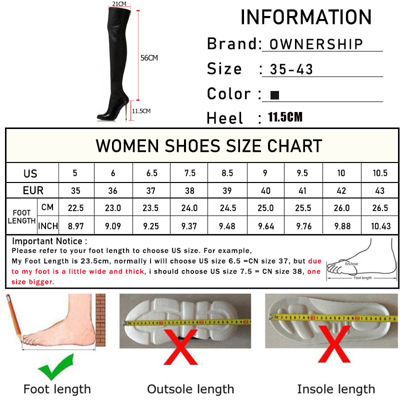 goosudu  Women Over The Knee Boots Female Zip Sexy Black Long Boots Woman Thin Heel Ladies Pointed Toe Party Boots Women's Autumn Shoes