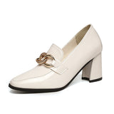 goosudu High heels spring and autumn thick heel heel heel square head small shoes female British buckle OL fashion shoes