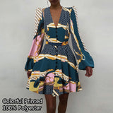 goosudu Women Silk Dress Celmia Satin Mini Robe Summer Elegant Party Wrap Evening Dress Long Lantern Sleeve V Neck Solid Vestidos