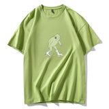 Skateboard Frog Dinosaur Cute Graphic Tee Women Tshirt Green Aesthetic Oversized T Shirt Harajuku Casual Summer Tops