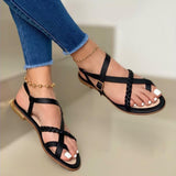 Summer Women Flat Sandals Fashion Buckle Strap Open Toe Beach Casual Women's Shoes Flats Pus Size Ladies Sandals