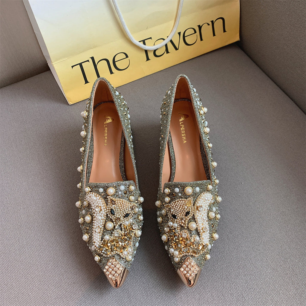 goosudu Pumps Women Shoes High Heels Loafers Slip on Luxury Mules Elegant Designer Shoes Slip on Pointed Toe Fashion Ladies Oxford Style