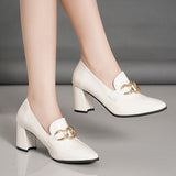 goosudu High heels spring and autumn thick heel heel heel square head small shoes female British buckle OL fashion shoes