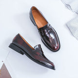 goosudu ladies Leather shoes British style plus size 22-26.5cm women pumps loafers lazy shoes womens platform heels black shoes