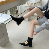 goosudu New Brand Double Color Zipper Ankle Boots Women Shoe  Pointed Toe Fashion Short Boots Concise Winter Ladies Footwear