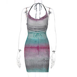 goosudu Sleeveless Backless See Through Bandage Satin Slip Mini Dress Summer Women Fashion Sexy Party Club Robe Kpytomoa