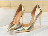 goosudu New Fashion Patent Leather Office Pumps High Heels Shoes Women Sexy Pointed toe Shallow Party Wedding Shoes