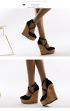 goosudu Spring Sexy Mary Janes Wedges Platforms Pumps Woman Fetish Heel Round Toe Stripper Buckle Strap Party Wedding Shoes